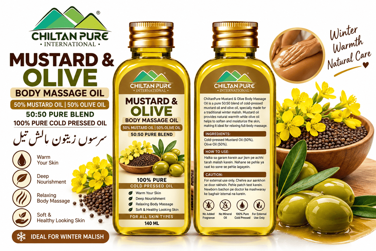 Mustard & Olive Body Massage Oil (Sarson Zaitoon Malish Tail) 140ml - ChiltanPure