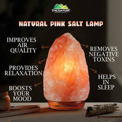 Natural Pink Salt Lamp [Large] – Set up a luxurious interior, emits calming amber, light up room, boosts mood & improves sleep – 100% natural salt - ChiltanPure