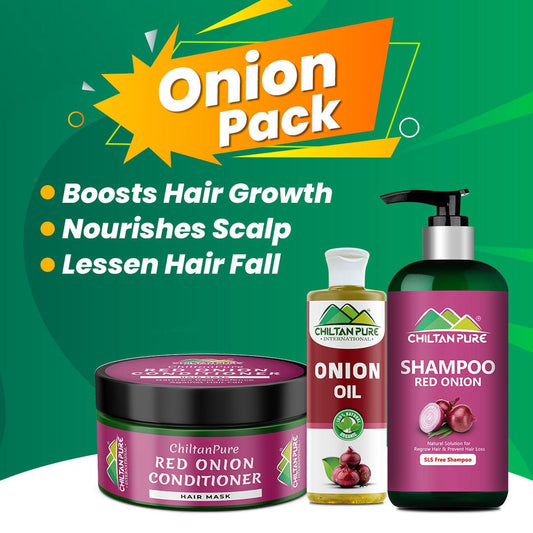 Onion Pack-Boosts Hair Growth, Nourishes Scalp, Lessen Hair Fall - ChiltanPure