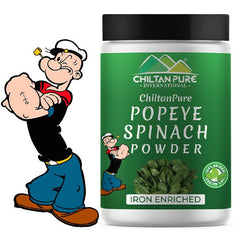 Popeye Spinach Powder - 100% Organic Farm Fresh Spinach Leaves, Best For Immune System, Body Detox, Skin Health, Eye Health &amp; Heart Health - ChiltanPure