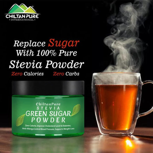 Stevia Green Sugar Powder – Best Alternative of Sugar, Control Diabetes, Aids in Weight Loss & Regulates Blood Pressure - ChiltanPure