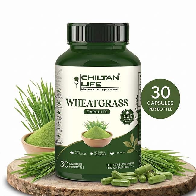 Wheatgrass Capsule 100% Natural Wheatgrass Tablets 30 Per Bottle - ChiltanPure