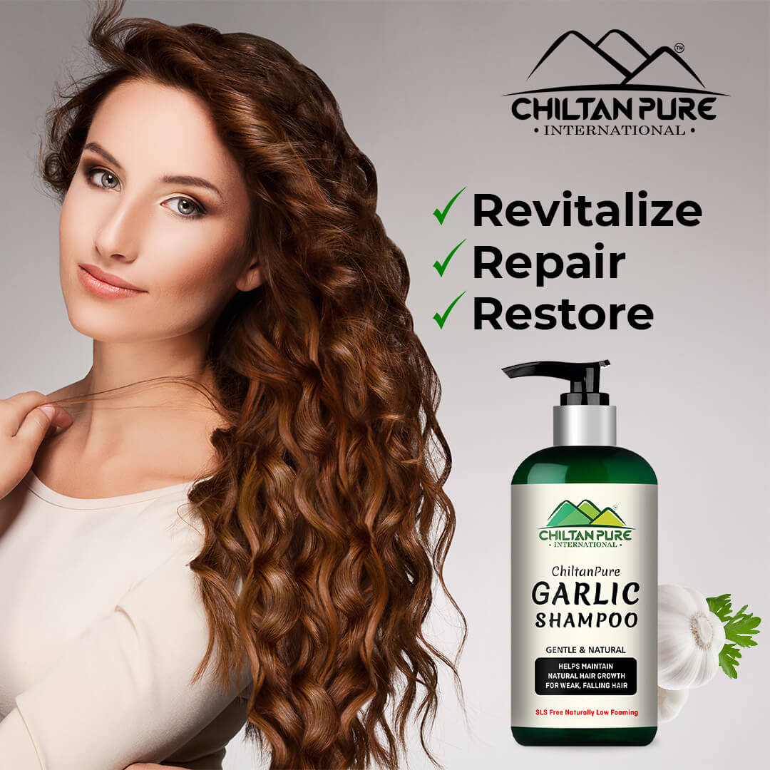 Garlic Shampoo – Enhance Hair Growth, Prevent Dandruff, Gives Shine to Hair & Repair Split Ends 250ml - ChiltanPure